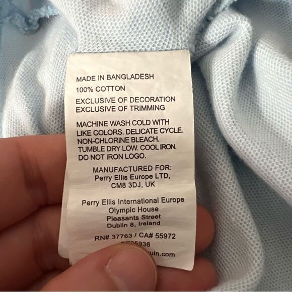 Original Penguin Mens Polo Shirt Size XL Chest Stripe Light Blue Logo Cotton - Picture 8 of 11